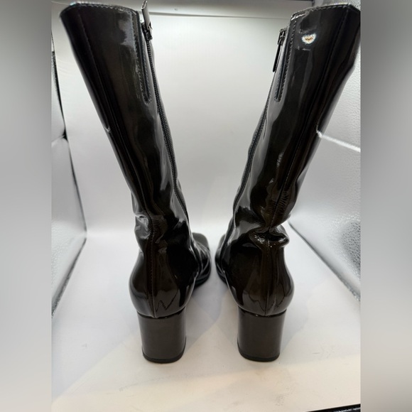 Aquatalia Glossy Black Patent Heeled Boots - Picture 2 of 7